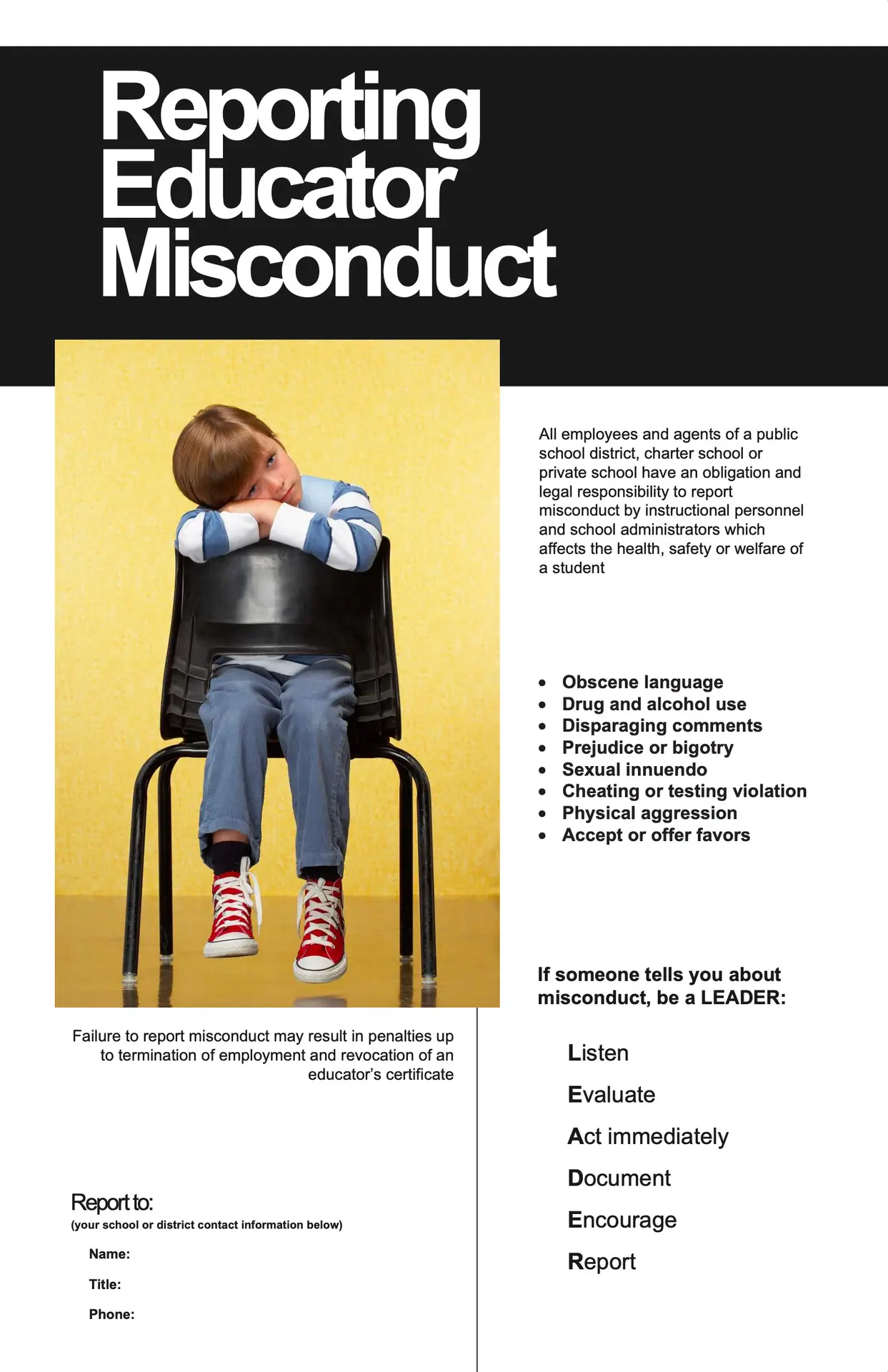 Reporting misconduct procedure poster